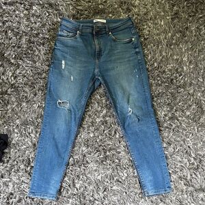 Zara Men's Blue Distressed Skinny Jeans